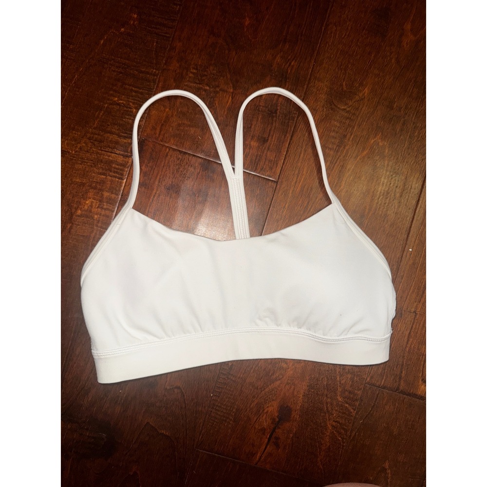 Lululemon Flow Y Bra White Racerback Sports Bra Size 6 Low Impact Yoga
